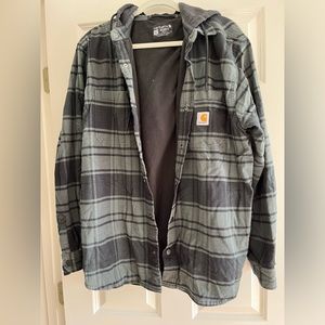 Carhartt Rugged Flex Relaxed Fit Flannel Fleece Lined Hooded Shirt Jacket